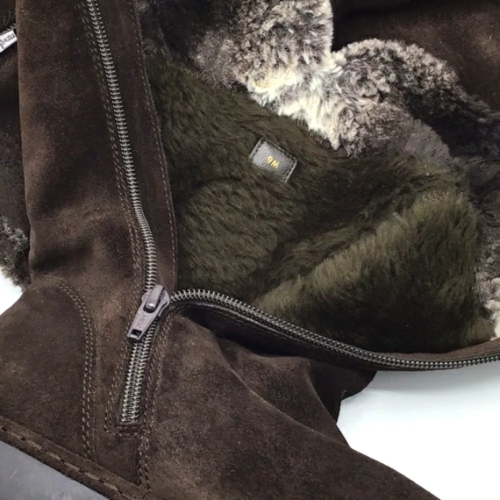 Stewart Weitzman Furlure Brown Sport Suede Shearling Boots Size 9 M